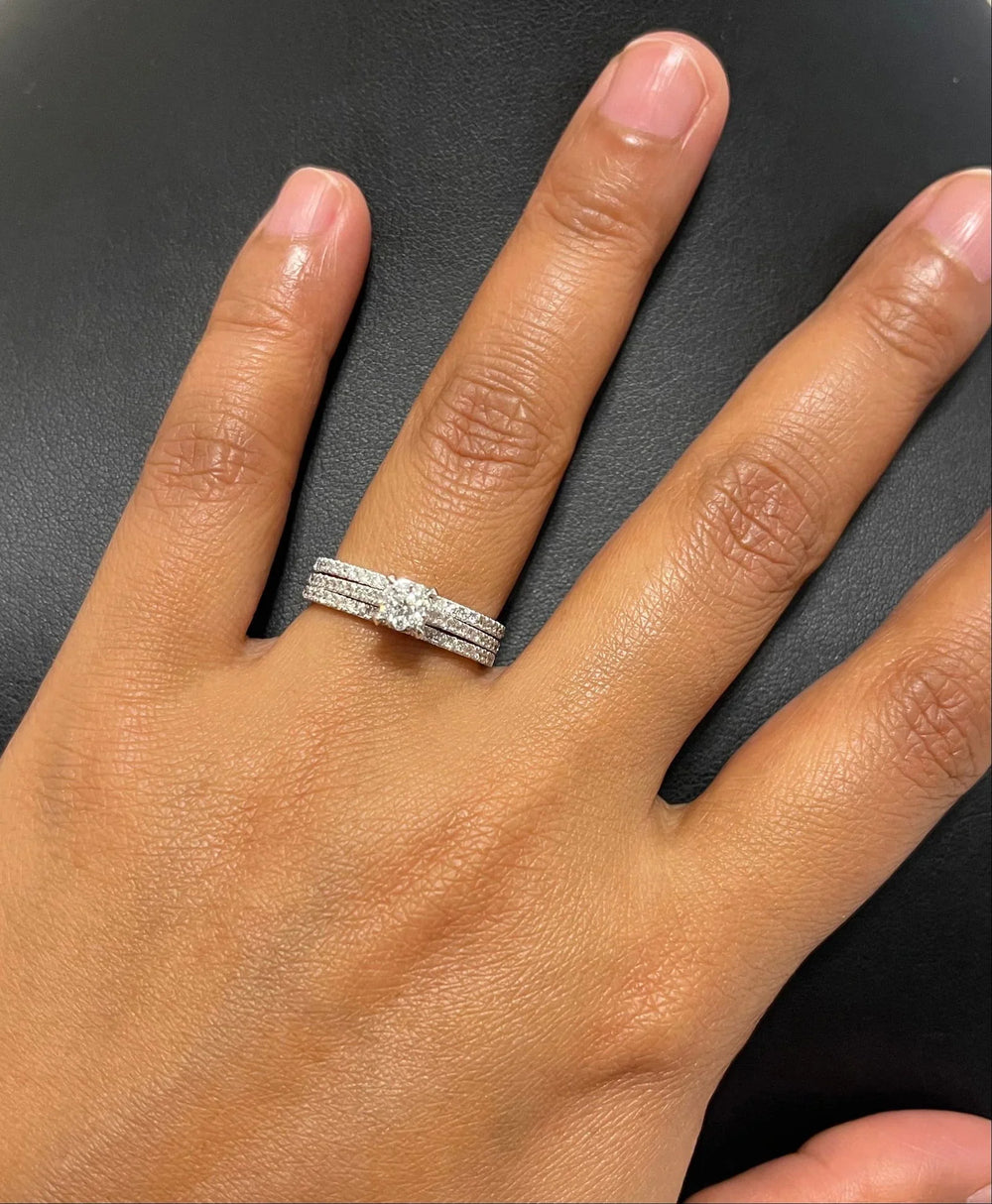 18K WG Pressure Set Centre Engagement Women Diamond Ring-1Pc - RB Diamond Jewellers