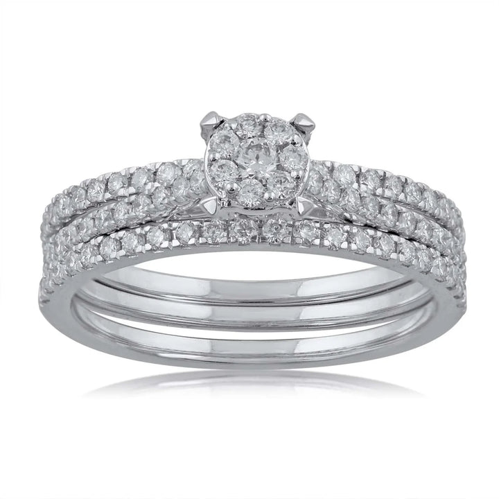 18K WG Pressure Set Centre Engagement Women Diamond Ring-1Pc - RB Diamond Jewellers