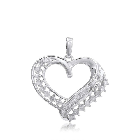 18K WG Fancy Heart Women Diamond Pendant-1Pc - RB Diamond Jewellers