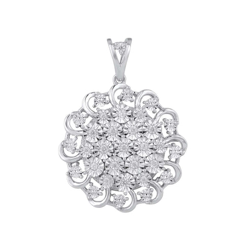 18K WG Prong Set Ghera Women Diamond Pendant-1PC - RB Diamond Jewellers