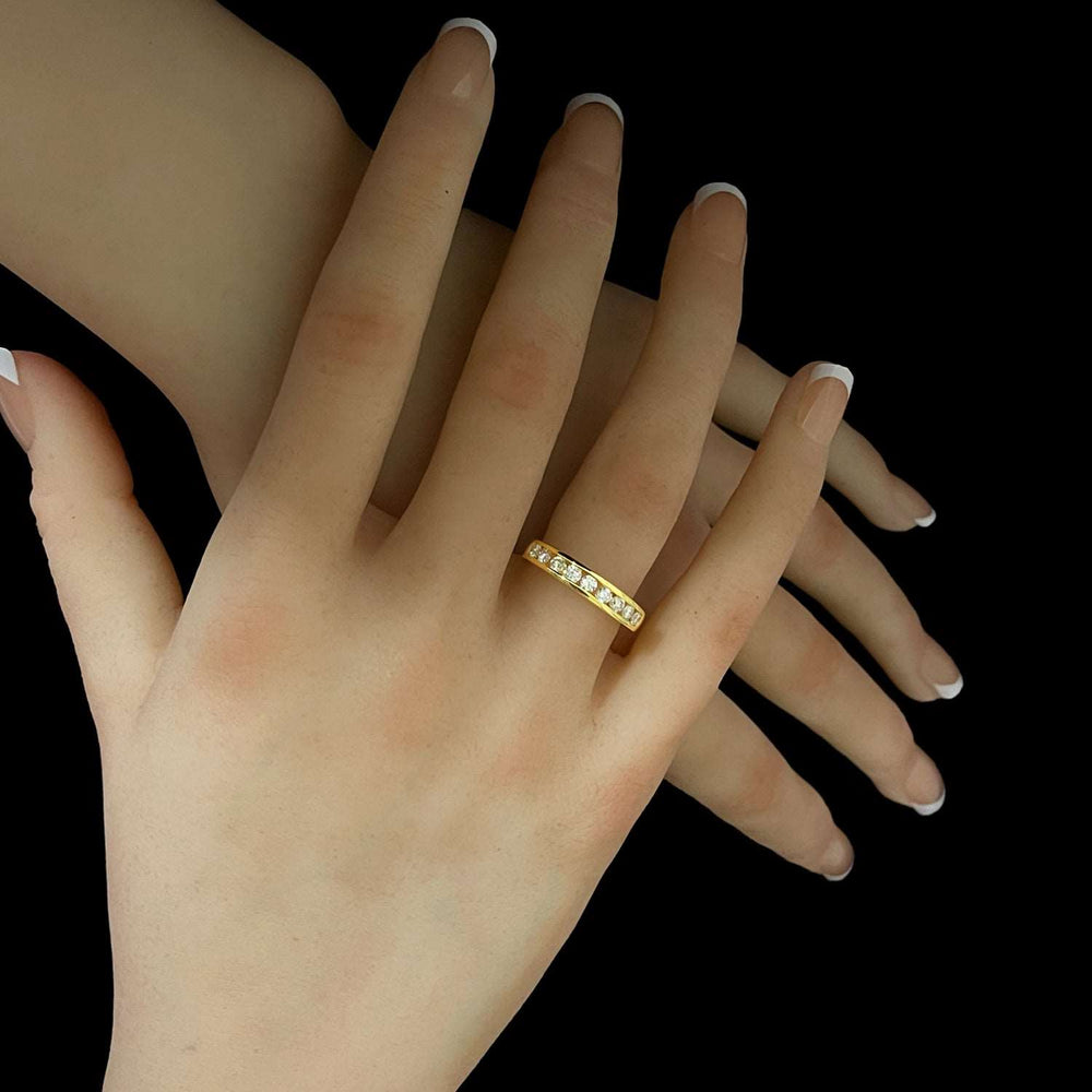 18K YG Grain Set Band Women Diamond Ring-1pc - RB Diamond Jewellers