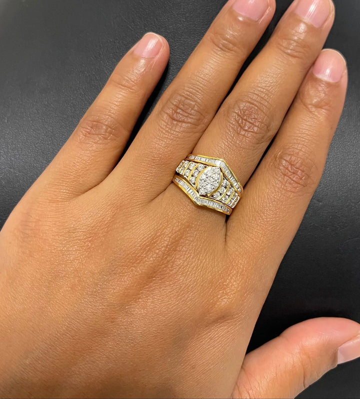 18K YG Centre Pressure Set Channel Set Women Diamond Ring-1PC - RB Diamond Jewellers