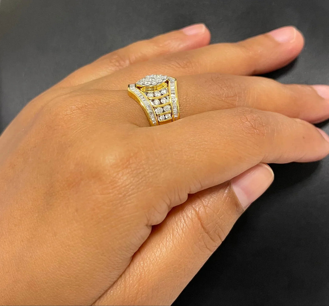 18K YG Centre Pressure Set Channel Set Women Diamond Ring-1PC - RB Diamond Jewellers