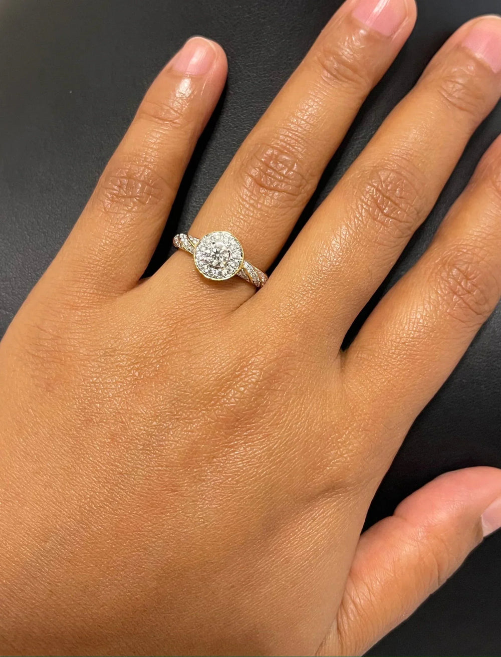 18K YG Centre Solitaire Prong Set Halo Women Diamond Ring-1PC - RB Diamond Jewellers