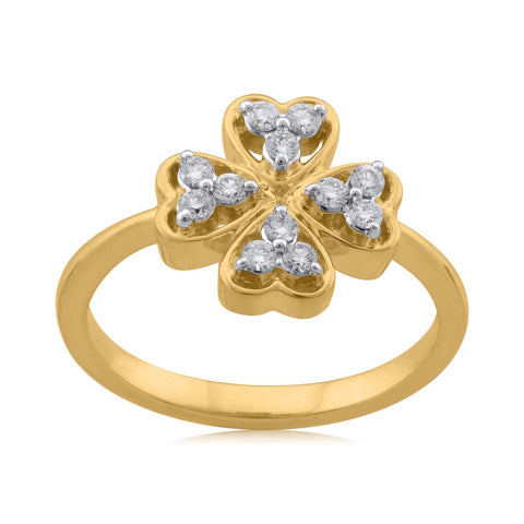 18K YG Prong Set Flower Women Diamond Ring-1pc - RB Diamond Jewellers