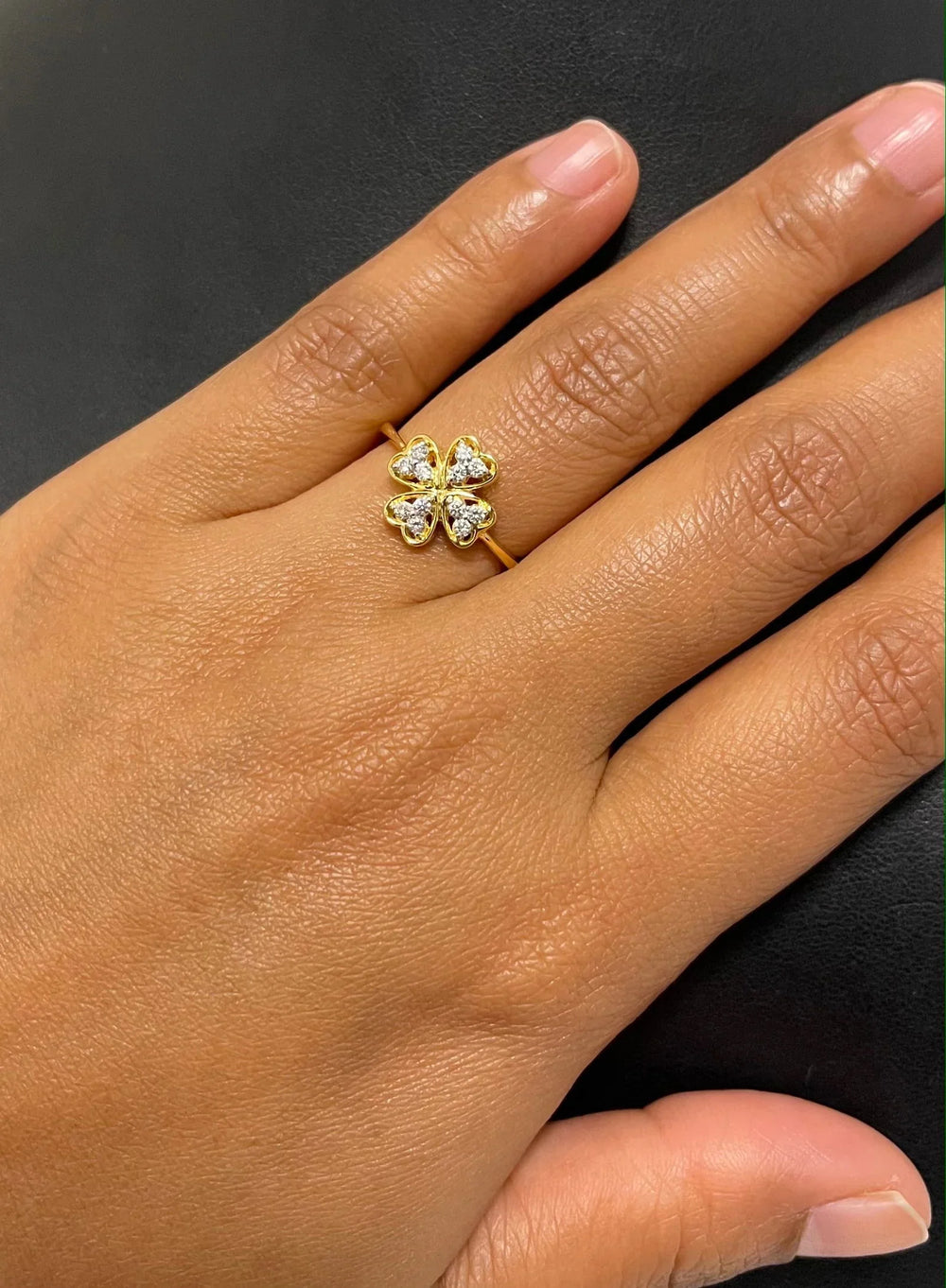18K YG Prong Set Flower Women Diamond Ring-1pc - RB Diamond Jewellers