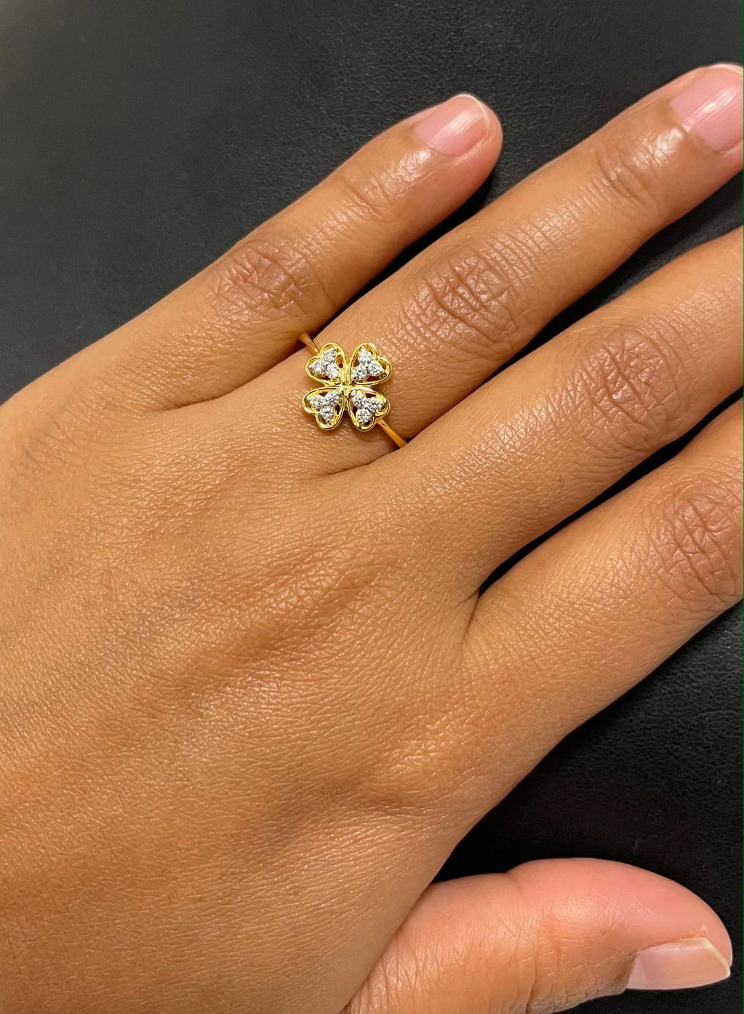 18K YG Prong Set Flower Women Diamond Ring-1pc - RB Diamond Jewellers