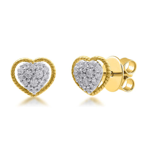 18K YG Heart Women Diamond Stud Earring-1Pair - RB Diamond Jewellers