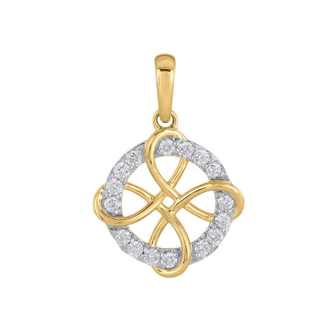 18K YG Prong Set Circle Women Diamond Pendant-1PC - RB Diamond Jewellers