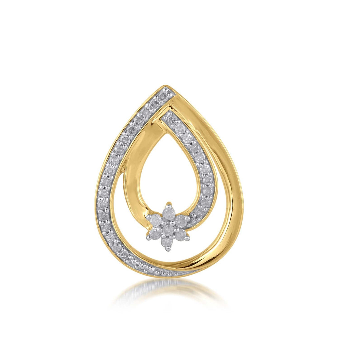 18K YG Prong Set Drop Women Diamond Pendant-1Pc - RB Diamond Jewellers