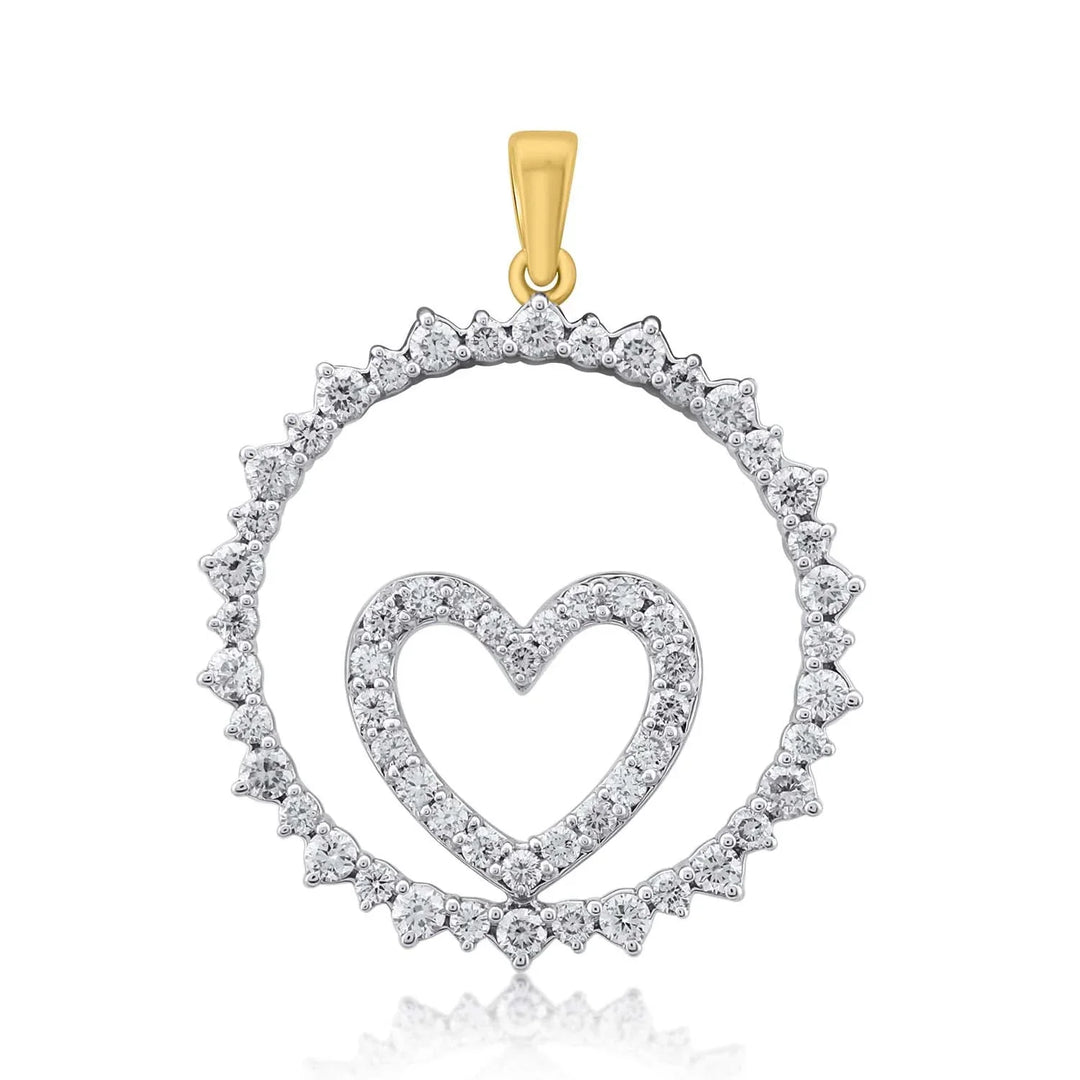 18K YG Prong Set Heart Classic Women Diamond Pendant-1PC - RB Diamond Jewellers