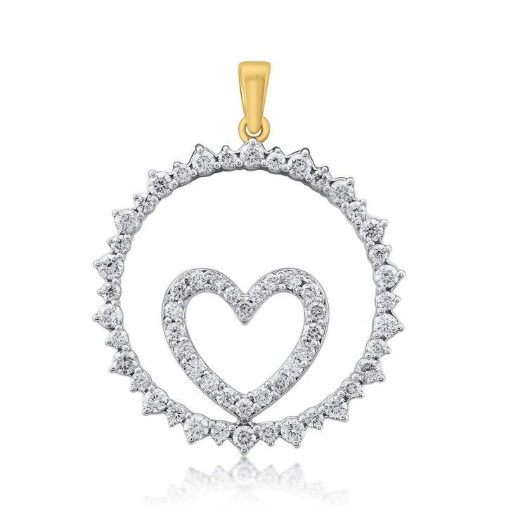 18K YG Prong Set Heart Classic Women Diamond Pendant-1PC - RB Diamond Jewellers