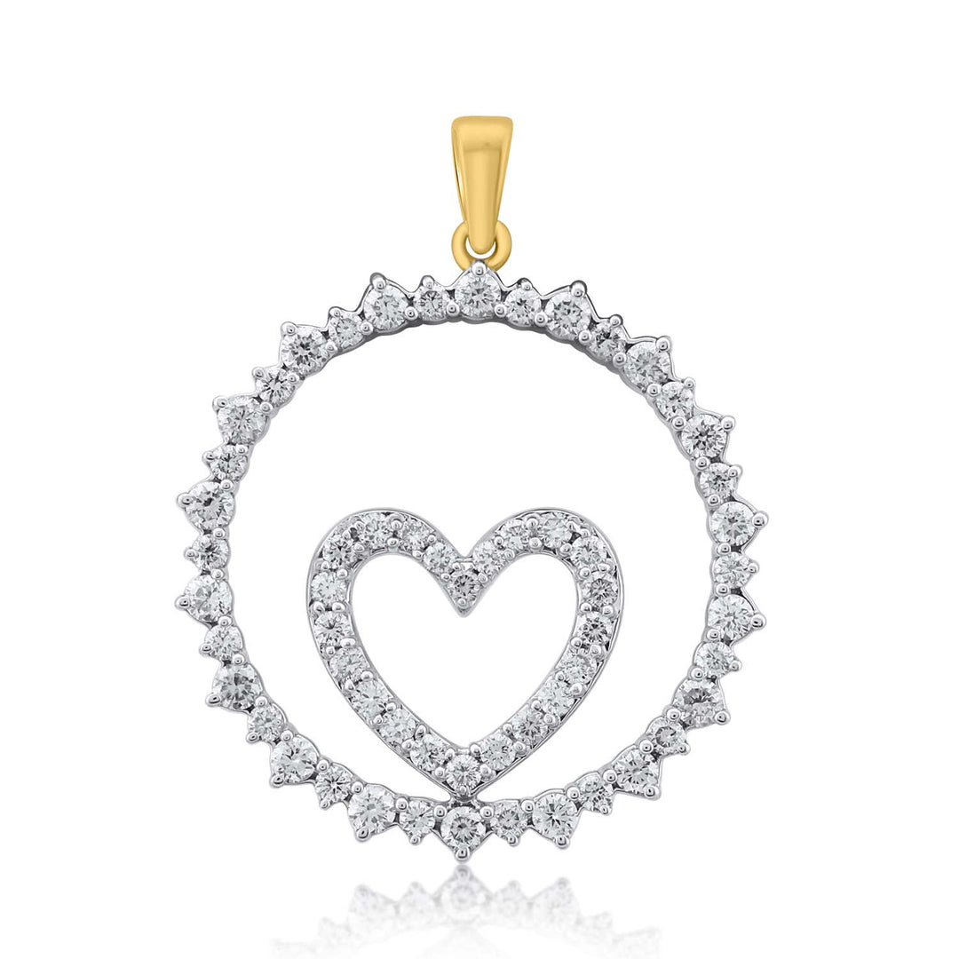 18K YG Prong Set Heart Classic Women Diamond Pendant-1PC - RB Diamond Jewellers