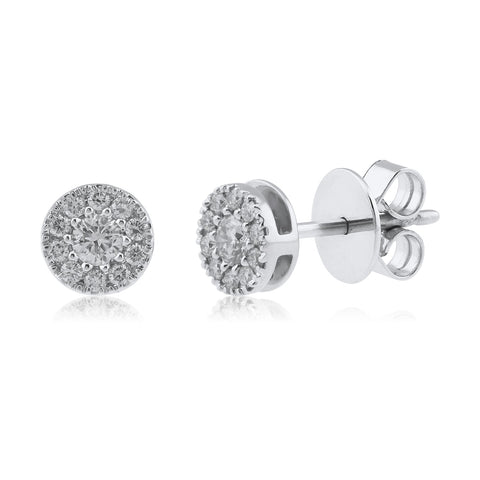 18K WG Circle Women Stud Diamond Earring-1pair - RB Diamond Jewellers