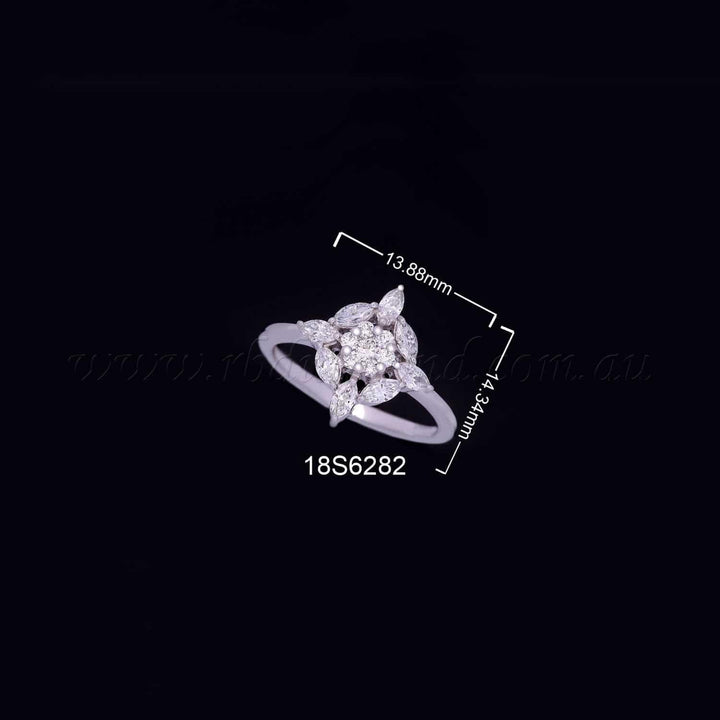 18K WG Cluster Diamond Ring-1pc - RB Diamond Jewellers