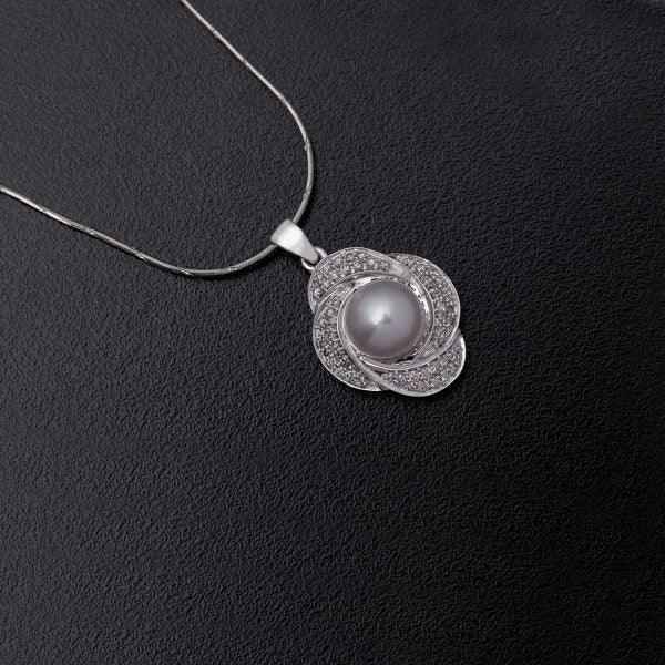 18K WG Diamond Pearl Pendant-1pc