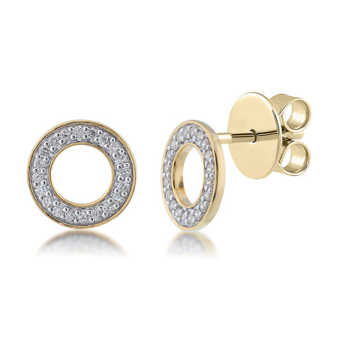 18K WG Grain Set Circle Women Diamond Stud Earring-1Pair - RB Diamond Jewellers