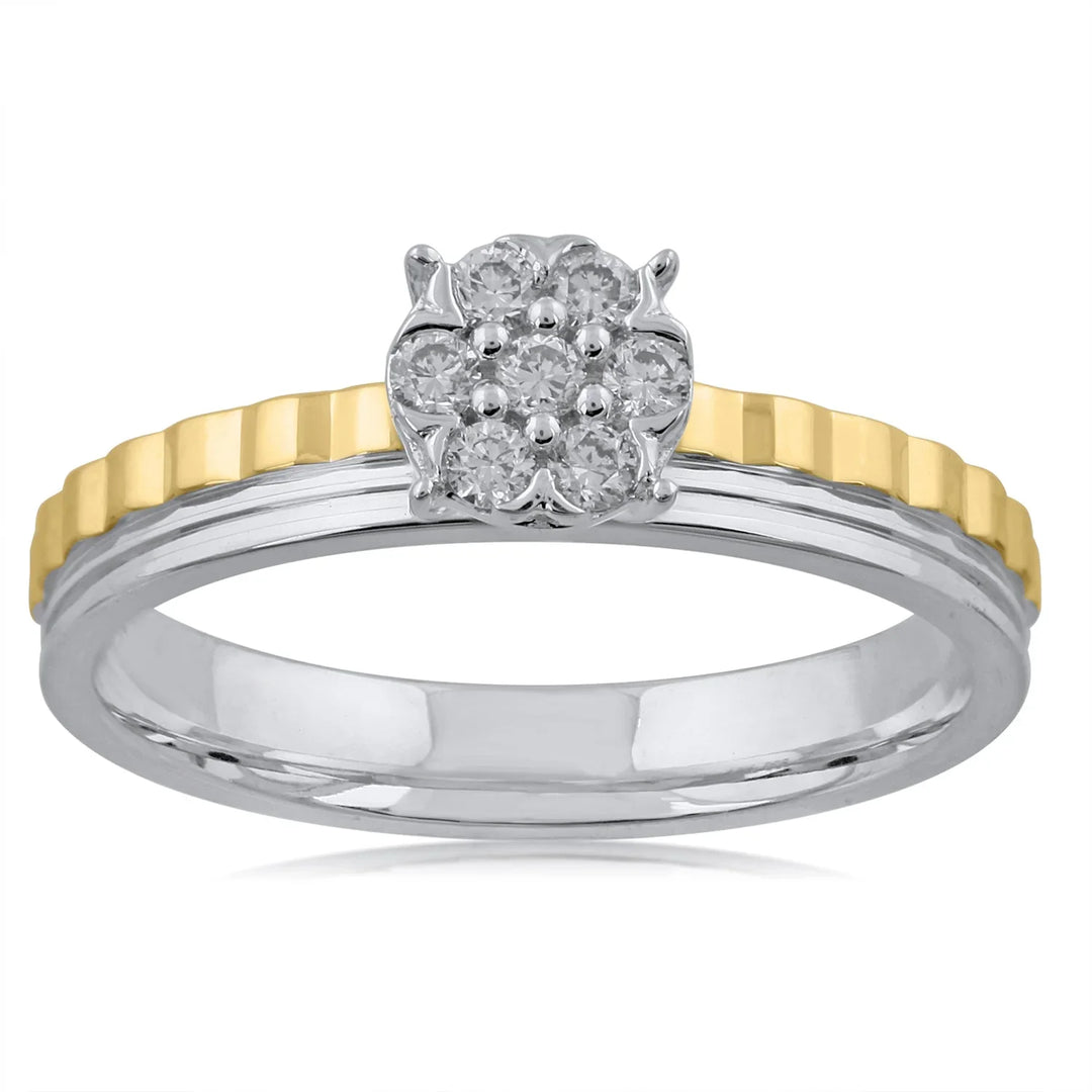 18K WG Pressure Set Centre Two Tone  Engagement Diamond Ring-1Pc - RB Diamond Jewellers