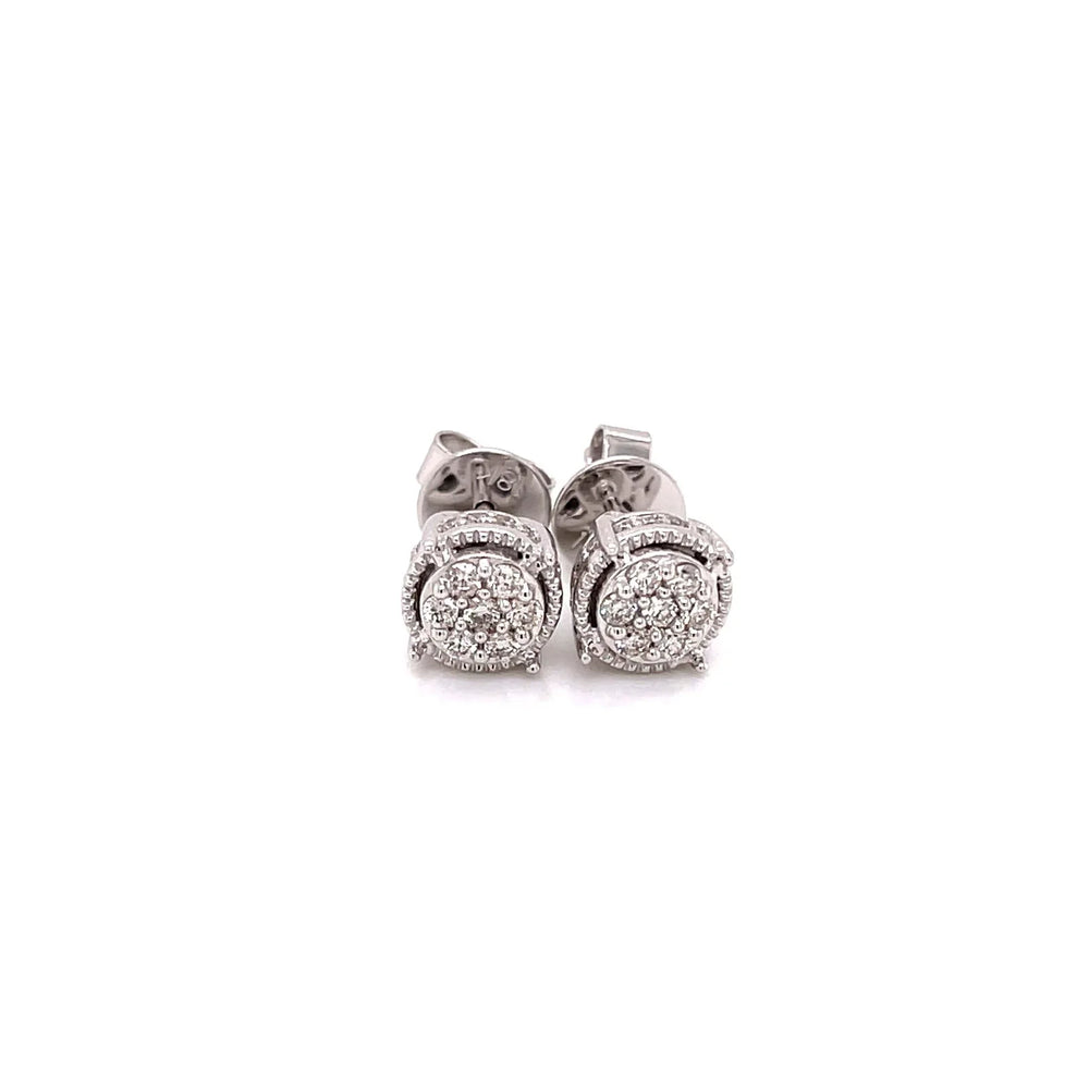 18K WG Pressure Set Women Diamond Stud Earring-1Pair - RB Diamond Jewellers