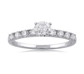 18K WG Solitaire with Side Diamond Ring-1pc - RB Diamond Jewellers
