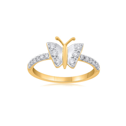 18K YG Butterfly Diamond Ring-1pc - RB Diamond Jewellers