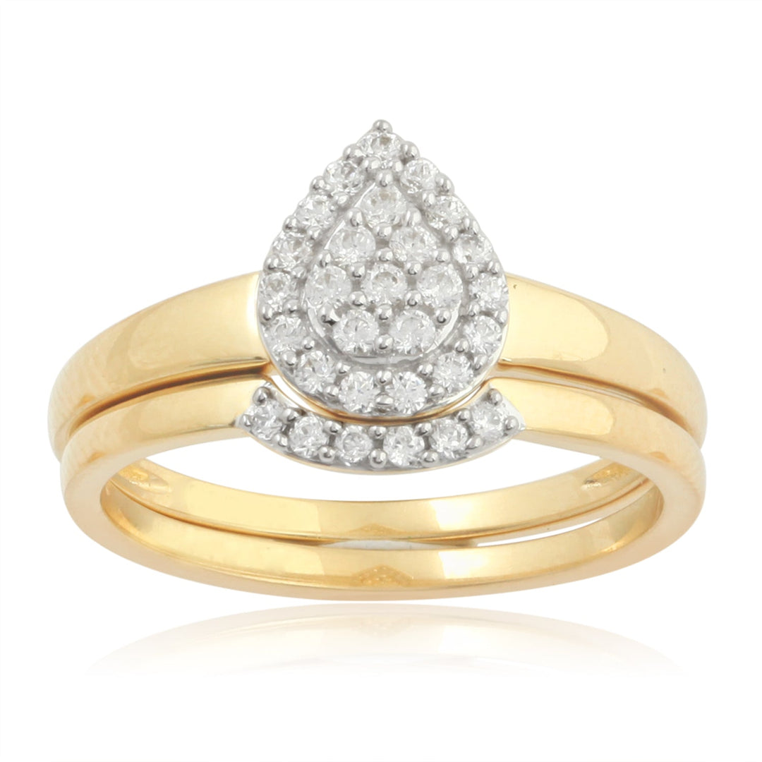 18K YG Centre Pressure Set Channel Set Band Double Women Diamond Ring-1PC - RB Diamond Jewellers