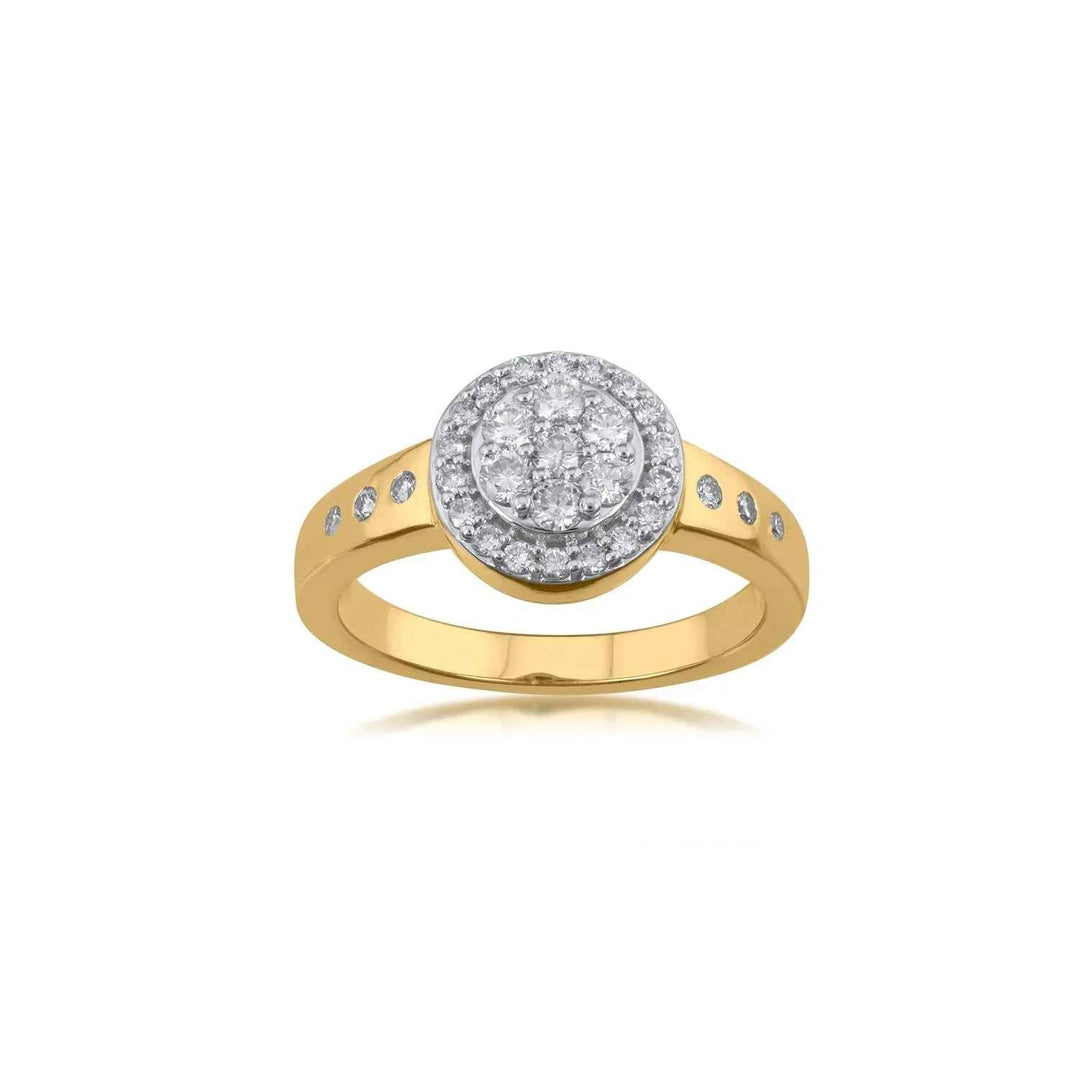 18K YG Cluster Diamond Ring-1pc