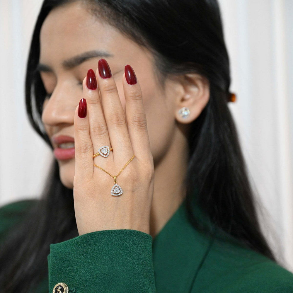 18K YG Cluster Diamond Ring-1pc - RB Diamond Jewellers