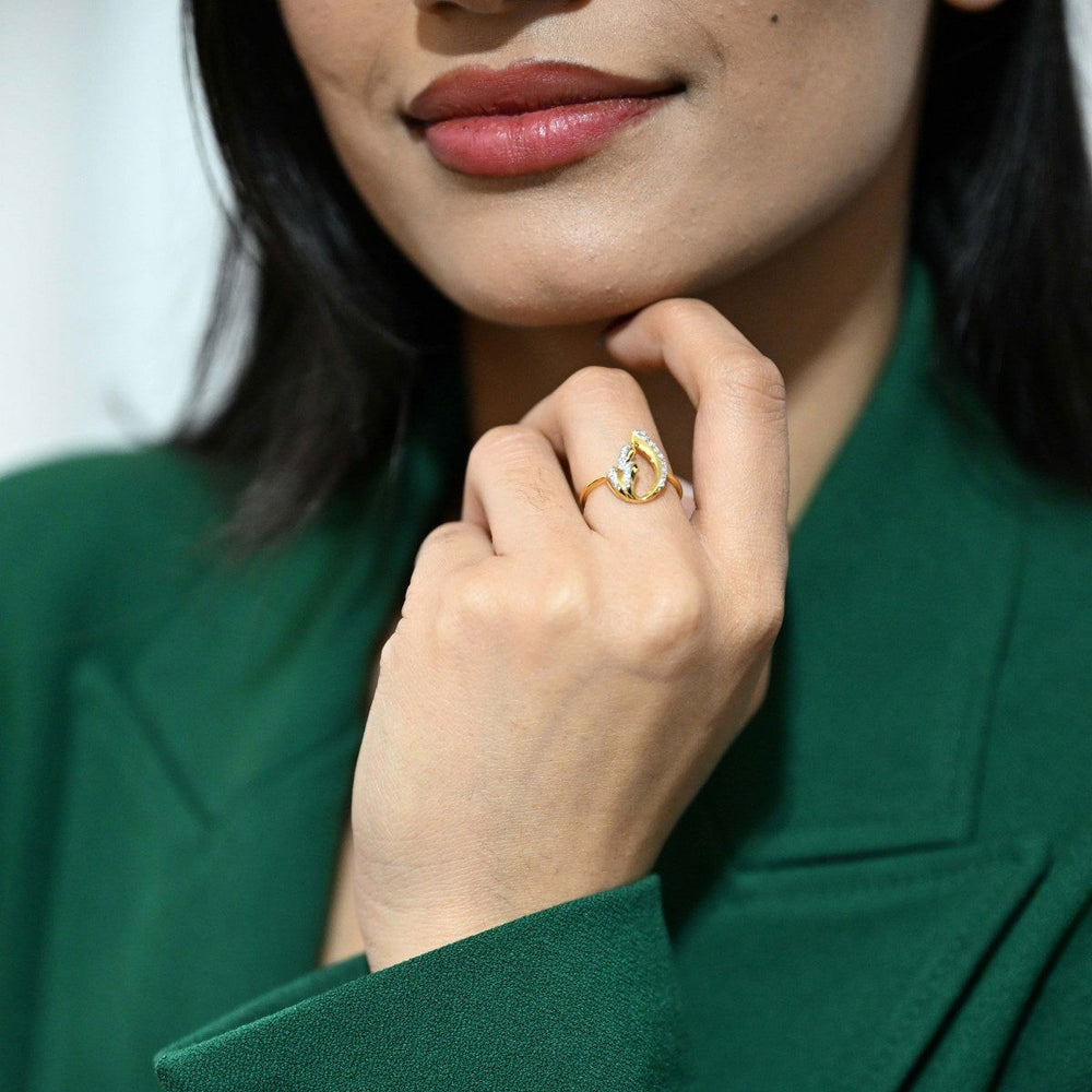 18K YG Cluster Diamond Ring-1pc - RB Diamond Jewellers