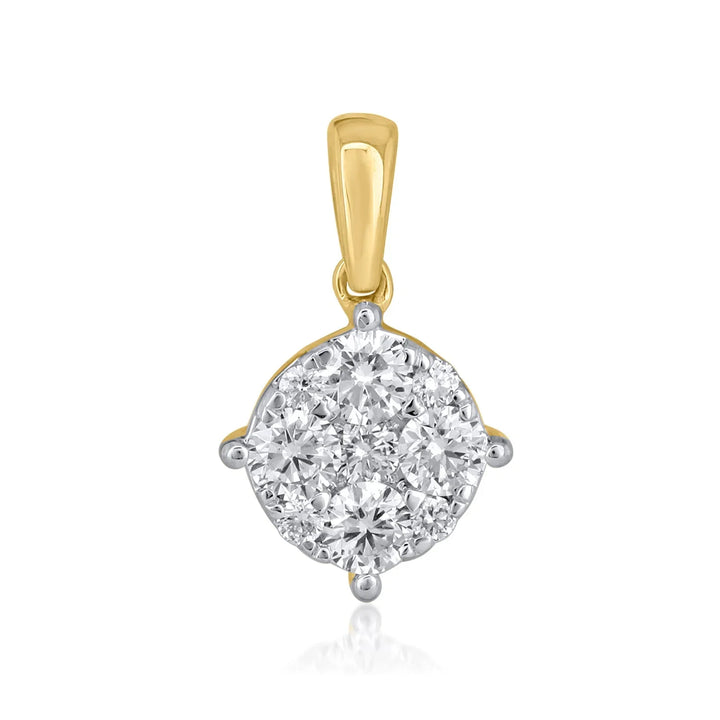 18K YG Cluster Women Diamond Pendant-1pc - RB Diamond Jewellers