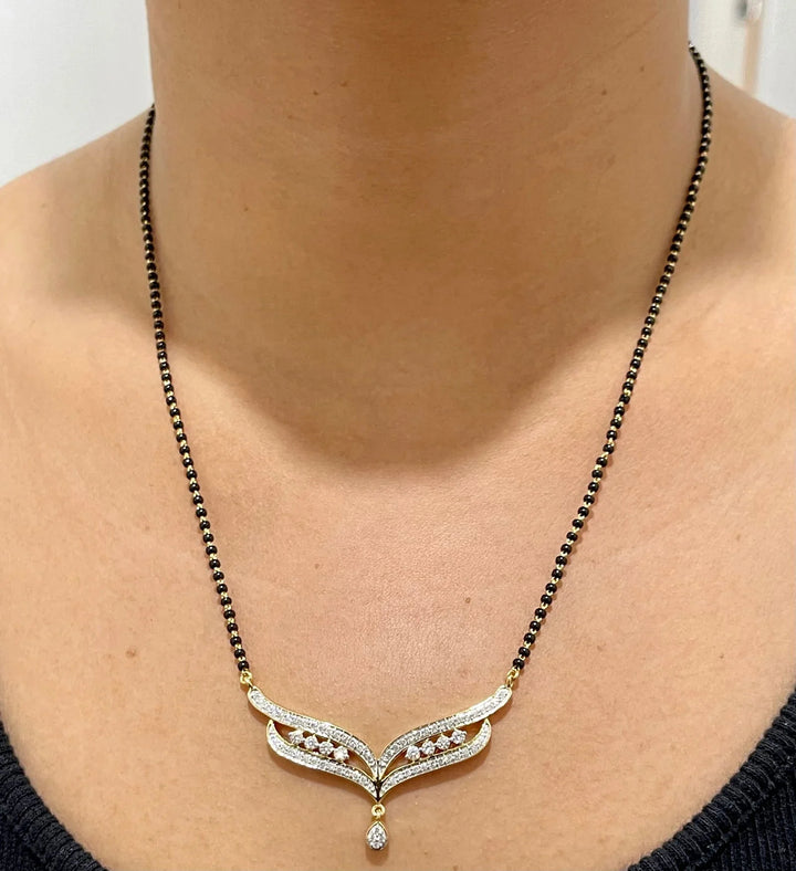 18K YG Drop Women Diamond Mangalsutra-1Pc - RB Diamond Jewellers