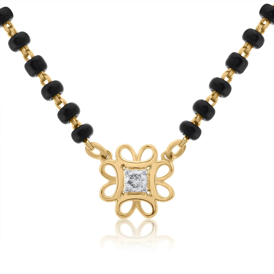 18K YG Fancy Half Diamond Mangalsutra-1pc - RB Diamond Jewellers