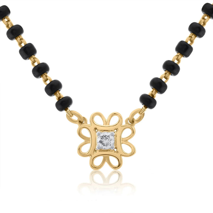 18K YG Fancy Half Diamond Mangalsutra-1pc - RB Diamond Jewellers