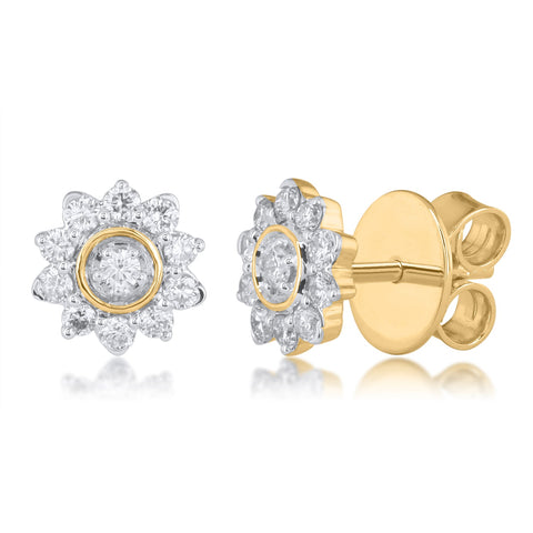 18K YG Fancy Women Diamond Stud Earring-1pair - RB Diamond Jewellers