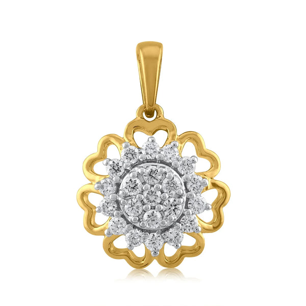 18K YG Flower Women Diamond Pendant -1PC