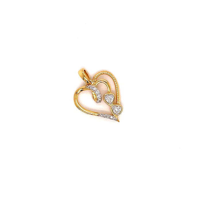 18K YG Grain Set Heart Women Diamond Pendant - RB Diamond Jewellers