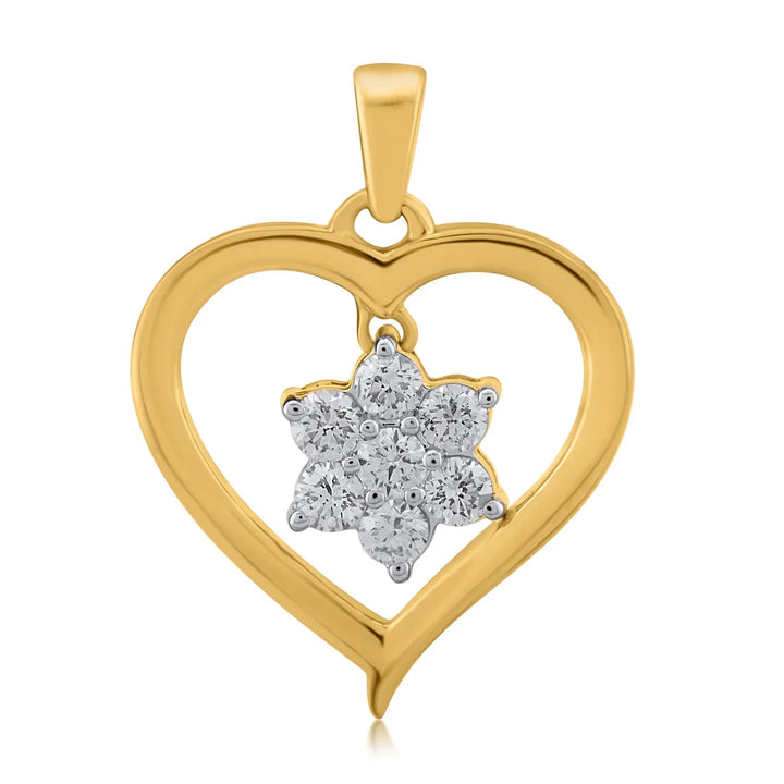 18K YG Heart Women Diamond Pendant-1pc - RB Diamond Jewellers