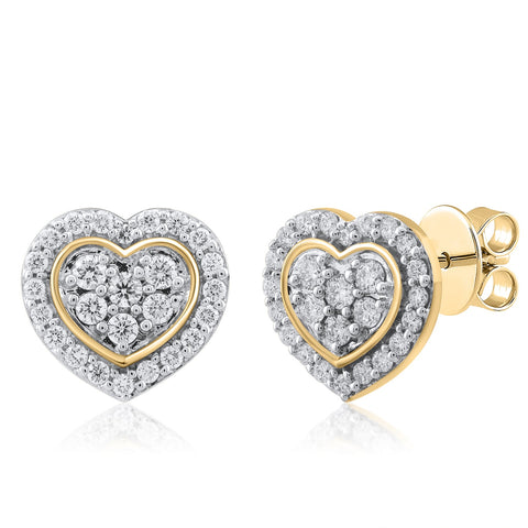 18K YG Heart Women Diamond Stud Earring-1Pair - RB Diamond Jewellers