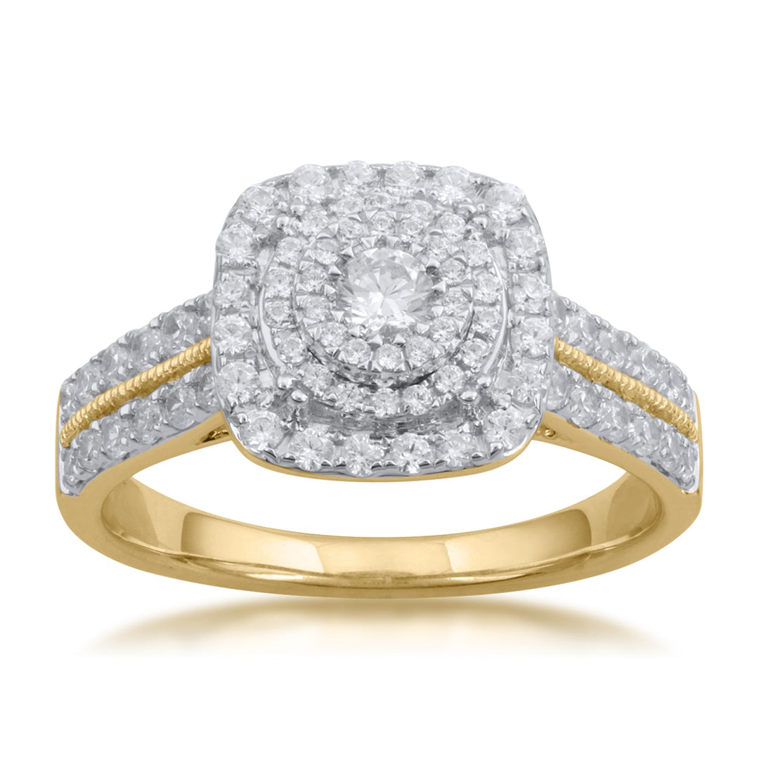 18K YG Pressure Set Centre  Engagement Diamond Ring-1Pc - RB Diamond Jewellers