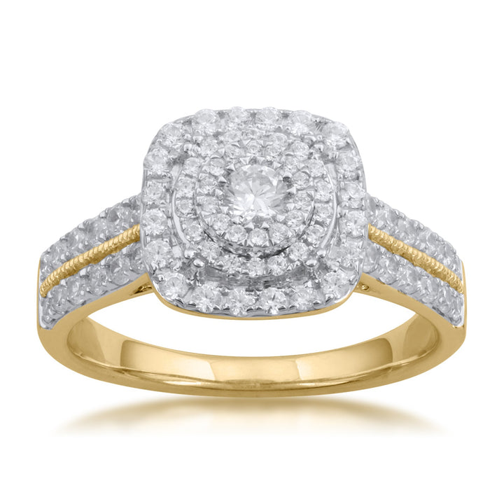 18K YG Pressure Set Centre  Engagement Diamond Ring-1Pc - RB Diamond Jewellers
