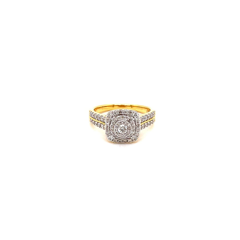 18K YG Pressure Set Centre  Engagement Diamond Ring-1Pc - RB Diamond Jewellers