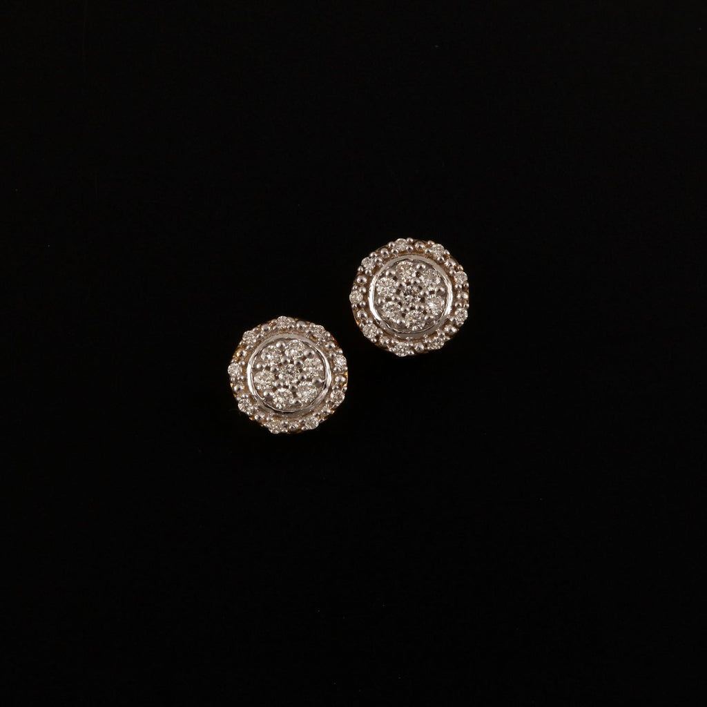 18K YG Pressure Set Diamond Earring 1pair RB Diamond Jewellers
