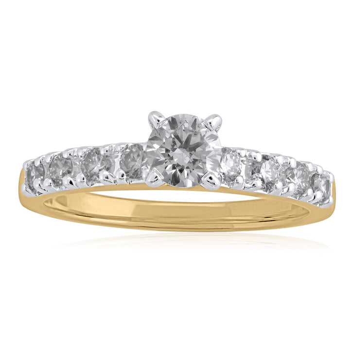 18K YG Solitaire with Side Diamond Ring-1pc - RB Diamond Jewellers