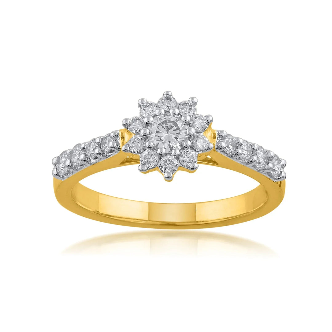18K YG Star Accent Diamond Women Diamond Ring-1PC - RB Diamond Jewellers