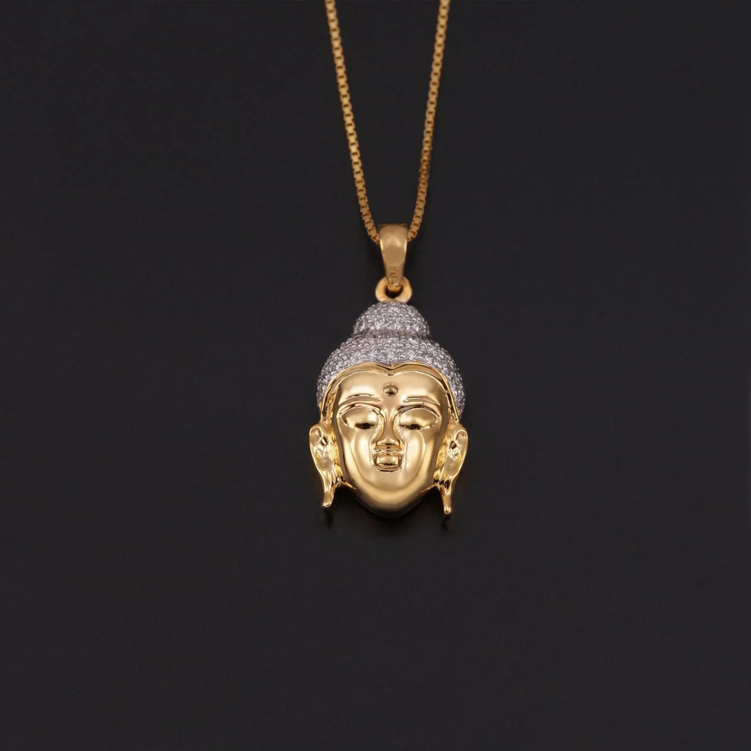 18K YG Unisex Buddha Head Diamond Pendant-1pc - RB Diamond Jewellers