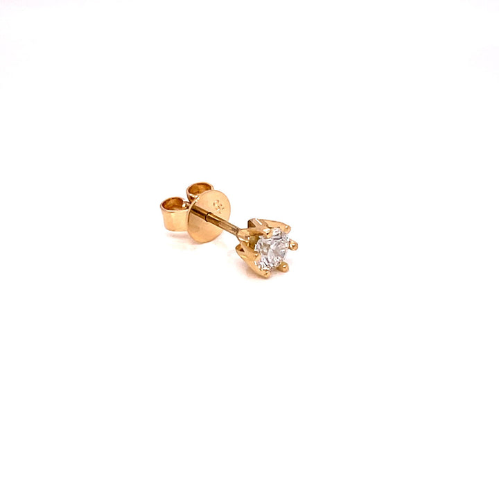 18K YG Unisex Solitaire Diamond Earring-1pc - RB Diamond Jewellers