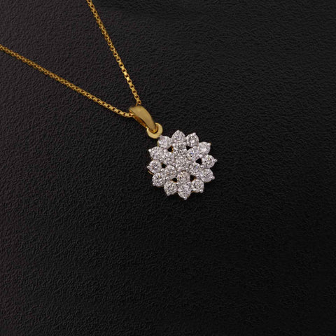 18K YG Women Cluster Diamond Pendant-1pc - RB Diamond Jewellers