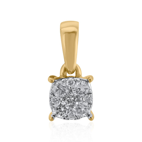 18K YG Women Cluster Diamond Pendant-1pc - RB Diamond Jewellers