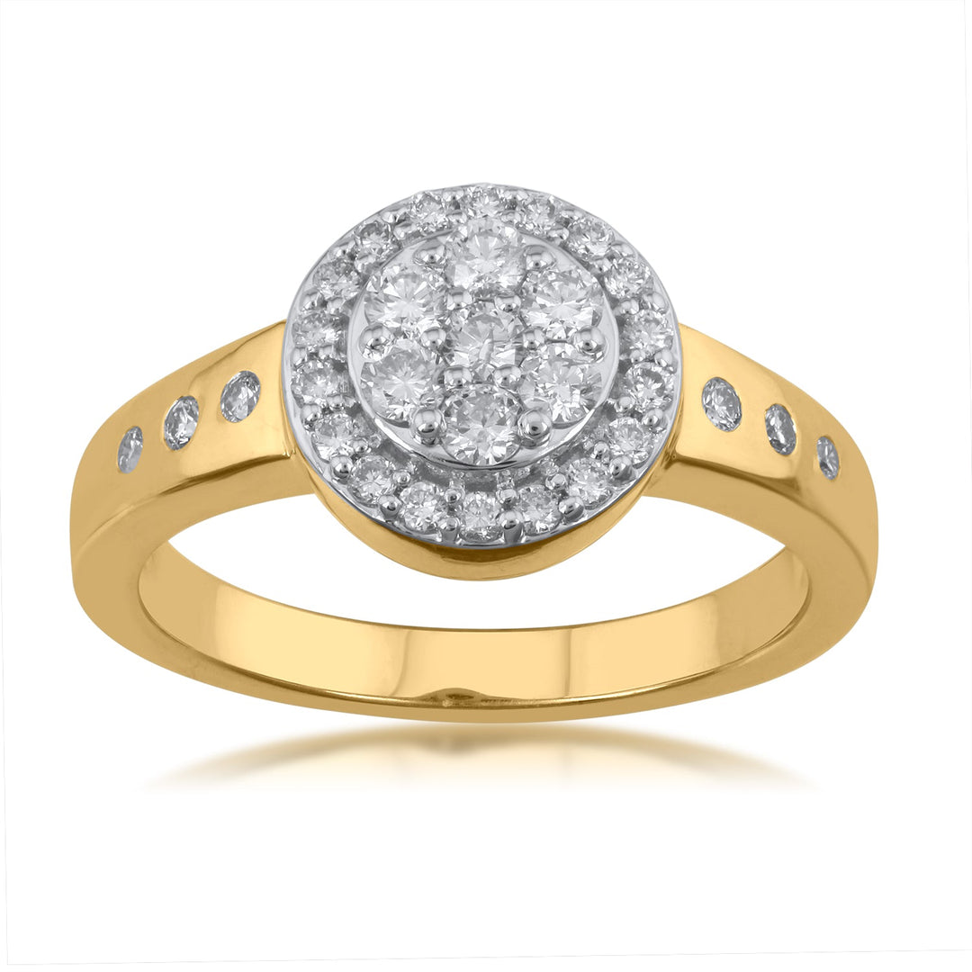 18K YG Women Cluster Diamond Ring-1pc - RB Diamond Jewellers