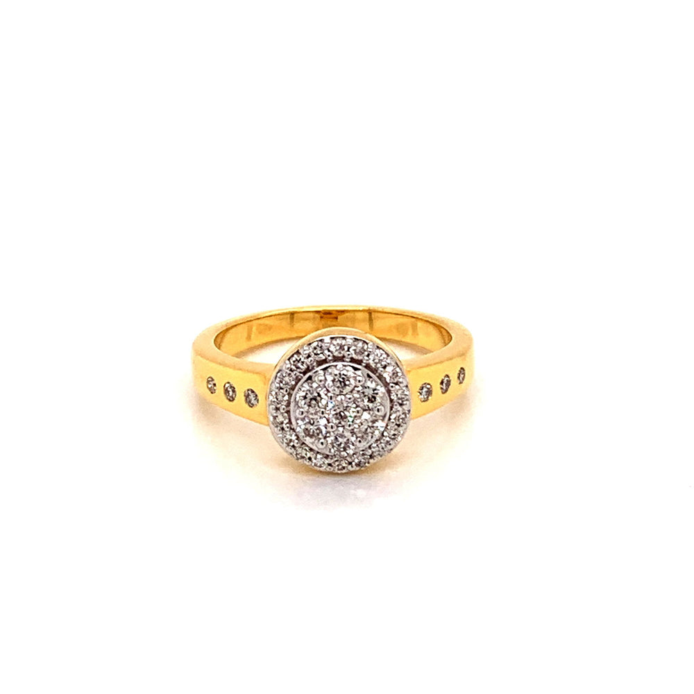 18K YG Women Cluster Diamond Ring-1pc - RB Diamond Jewellers